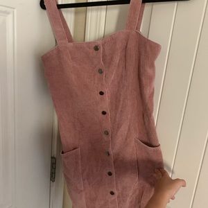 Pink button up corduroy dress